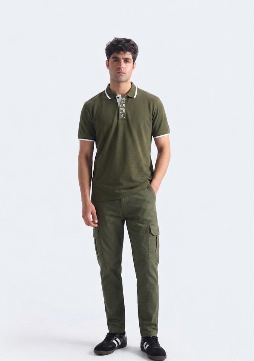 Men's Olive Green Piqué Cotton Polo Shirt