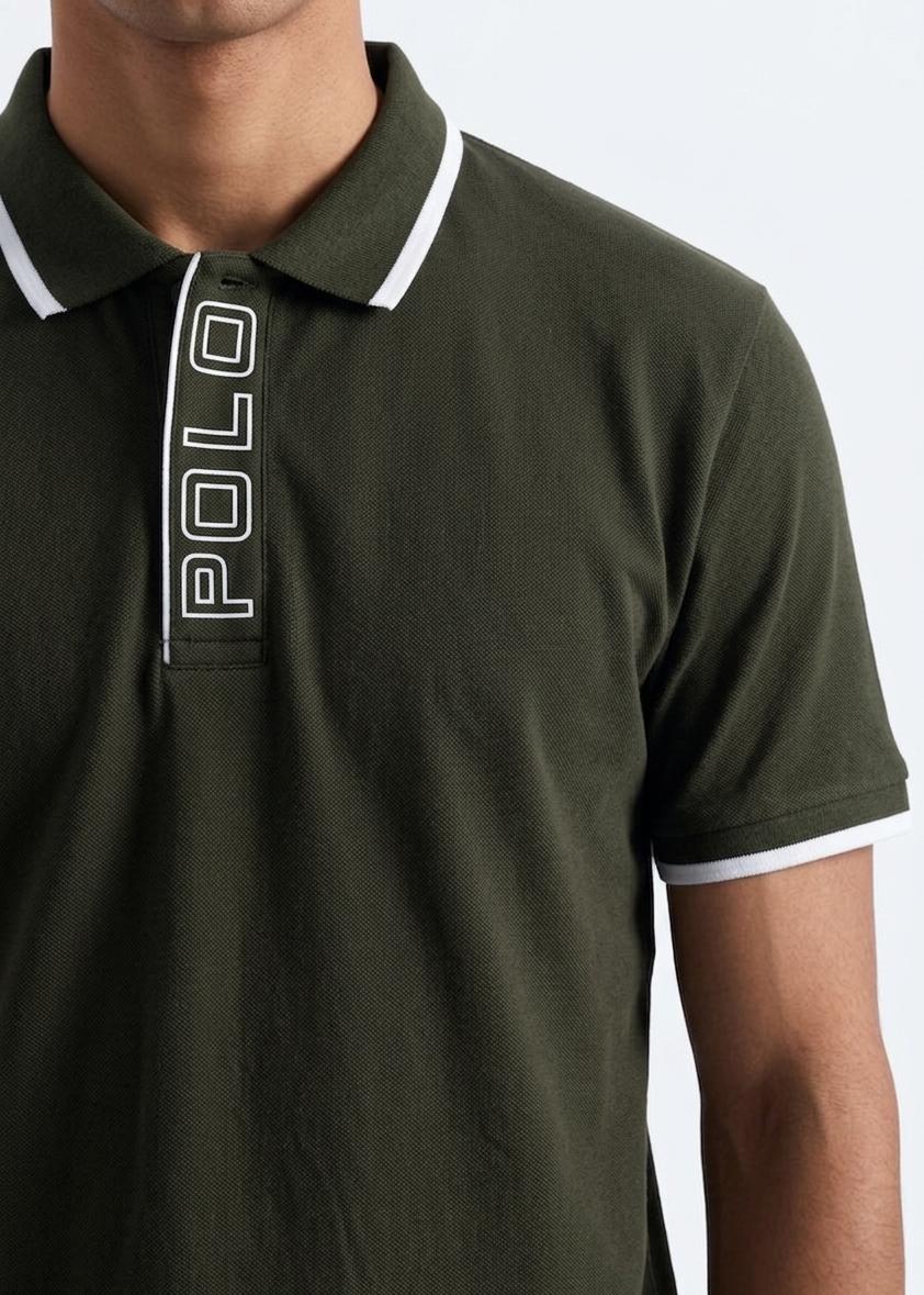 Men's Olive Green Piqué Cotton Polo Shirt