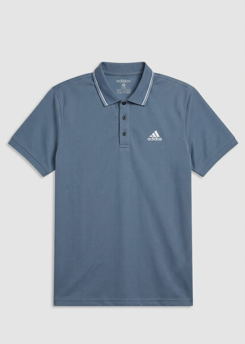 Adidas Men's Steel Blue Piqué Performance Polo Shirt