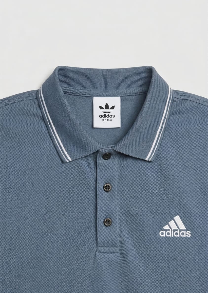 Adidas Men's Steel Blue Piqué Performance Polo Shirt